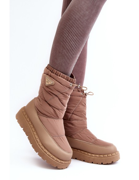 Women's snow boots on thick sole in dark beige Lureta