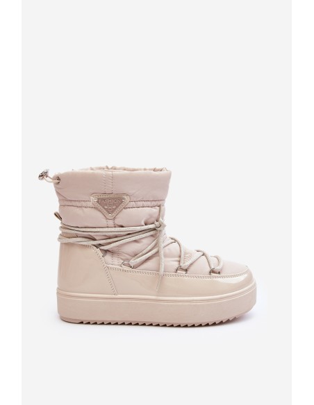 Women's Snow Boots with Platform and Tie Beige Fleure