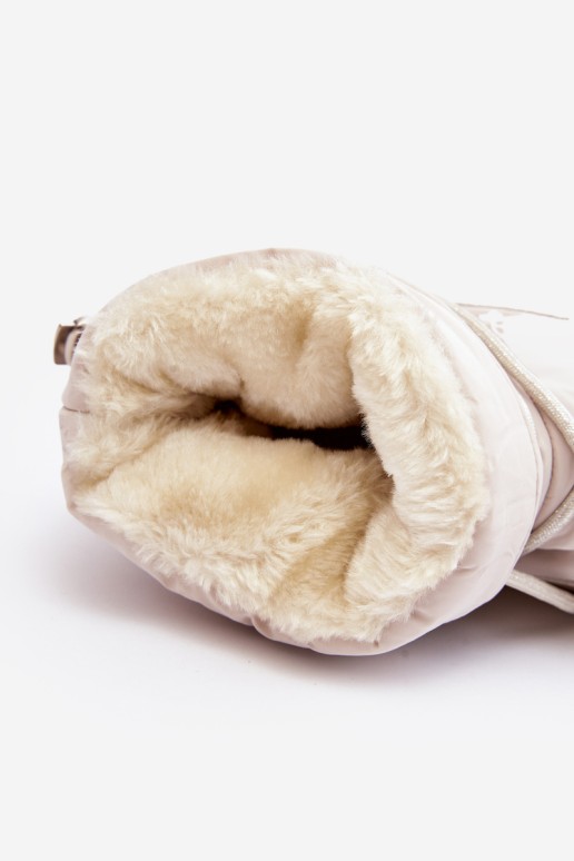 Moteriški sniego batai su platforma ir smėlio spalvos Fleure kaklaraiščiu