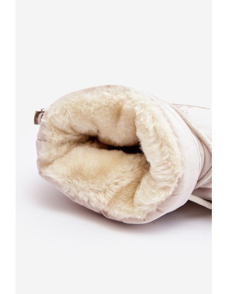 Women's Snow Boots with Platform and Tie Beige Fleure