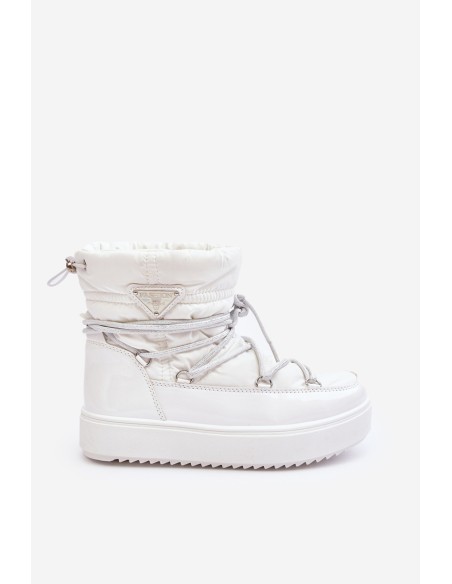Women's Snow Boots with Platform and Lace-up White Fleure