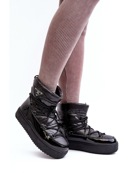 Women's platform snow boots with black laces Fleure