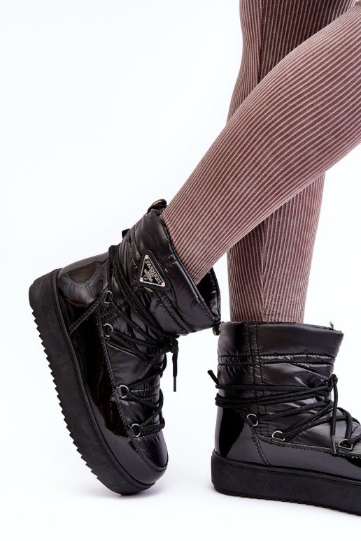 Women's platform snow boots with black laces Fleure