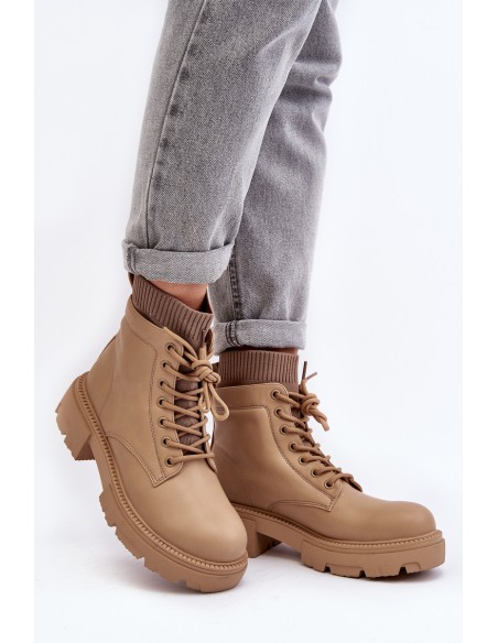 Women's ankle boots with sock in beige by Rivella