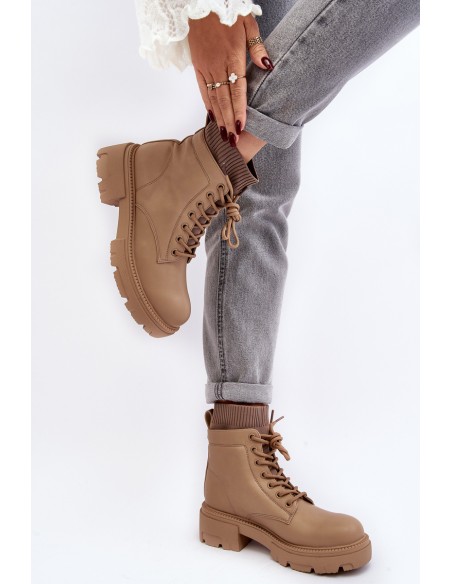 Women's ankle boots with sock in beige by Rivella