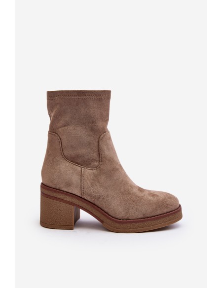 Women's Ankle Boots with Block Heel Beige Argastis