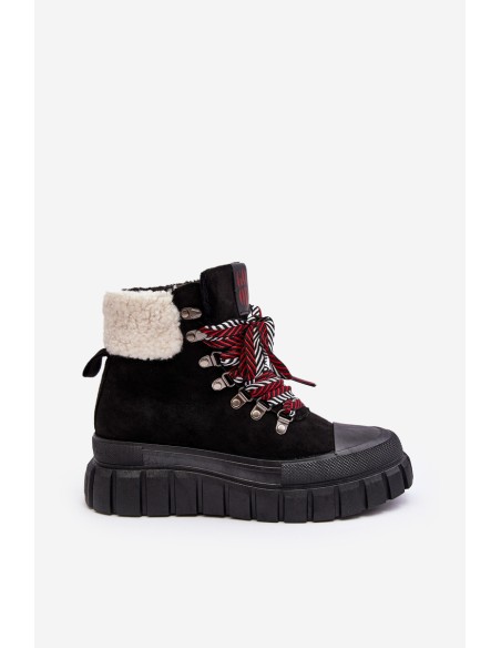 Lined Boots Trappers on Thick Sole Black Ralotta