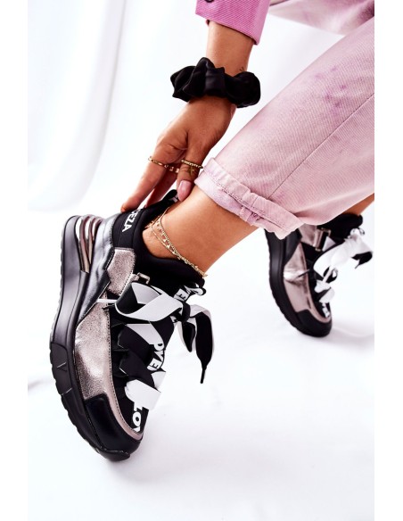 Sporty Sneakers Shoes Black And Silver Dexla