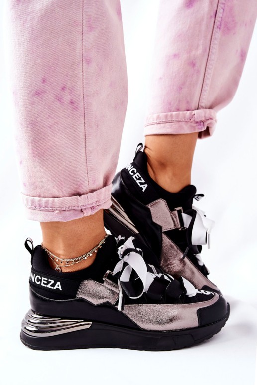 Sporty Sneakers Shoes Black And Silver Dexla