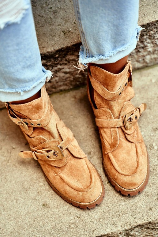 Lu Boo Suede Cutout Boots Camel Rock Girl