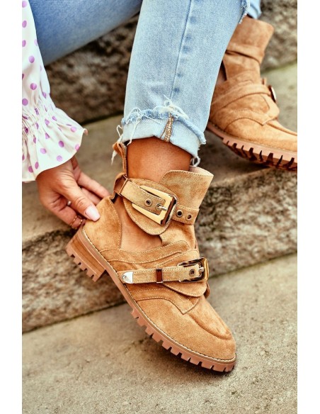 Lu Boo Suede Cutout Boots Camel Rock Girl