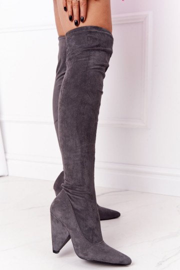 Suede High Heel Boots Lu Boo Grey 2