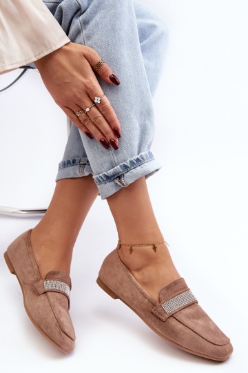 Women's Moccasins with Zircons Light Brown Ralrika 2