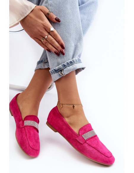 Women's Moccasins with Zircons Fuchsia Ralrika