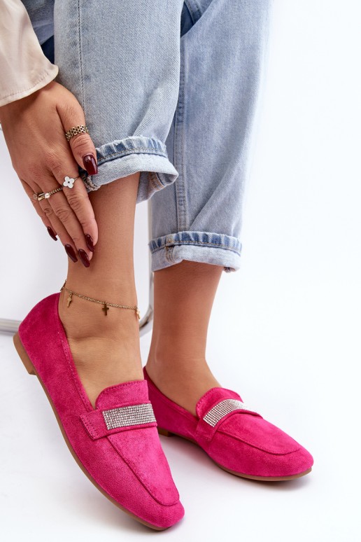 Women's Moccasins with Zircons Fuchsia Ralrika