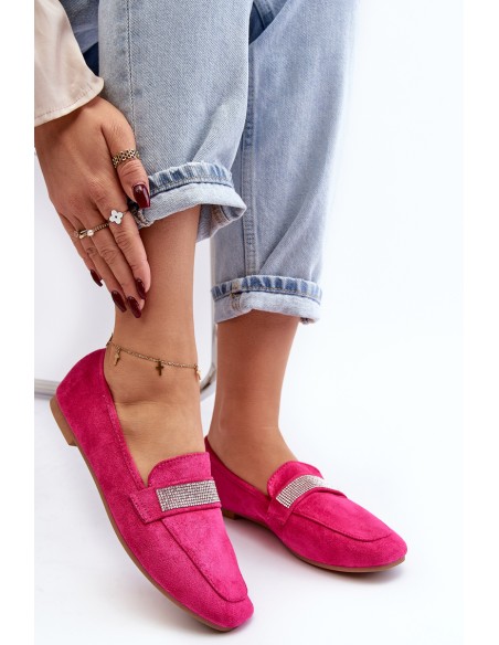 Women's Moccasins with Zircons Fuchsia Ralrika