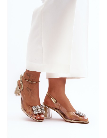 Transparent Heels With Heel Gold SBarski MR1037-43