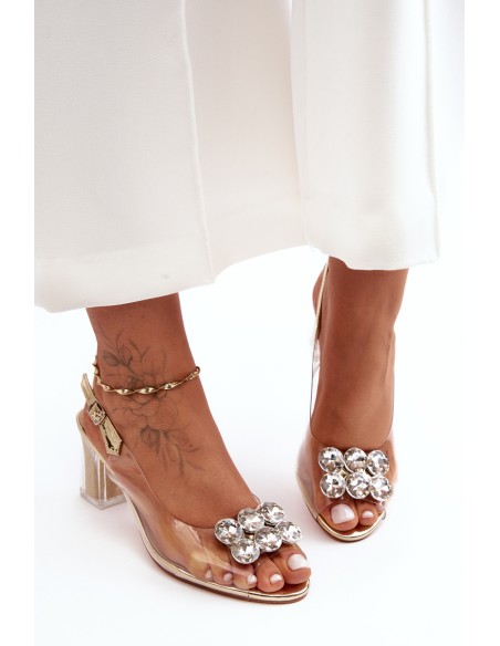 Transparent Heels With Heel Gold SBarski MR1037-43