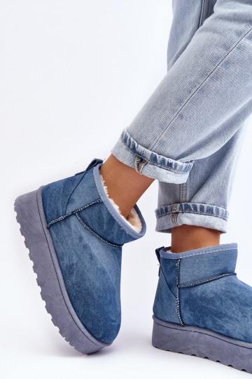 Moteriški sniego batai su blizgučiais ant platformos Blue Margella 2