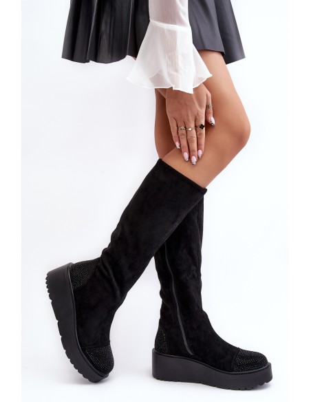 Women's Suede Platform Boots SBarski HY53-8 Black