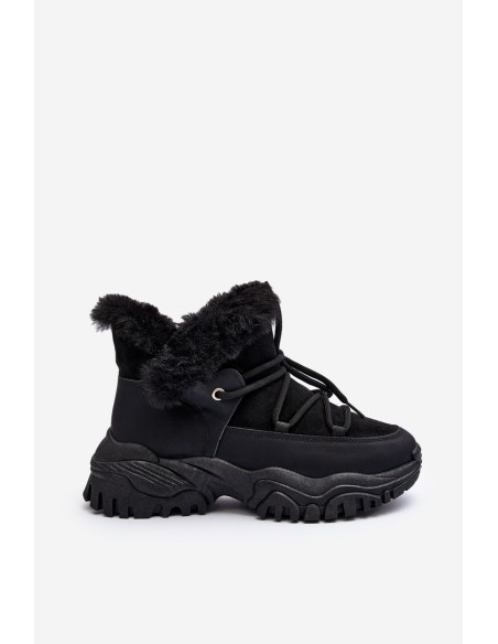 Moteriški kulkšnies batai su kailiu pamušalu juodu Cresandi