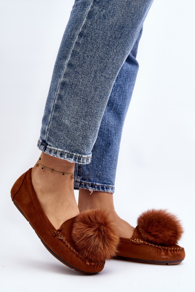 Women's Moccasins with Fur Lining Camel Novas