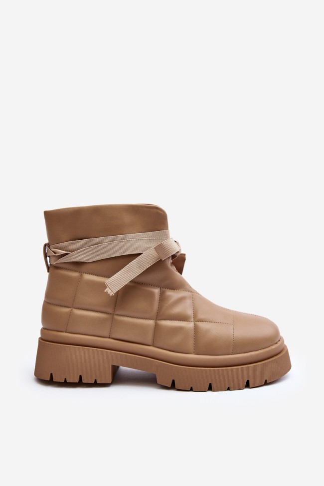 Moteriški kulkšnies batai su dygsniuotu raštu Khaki Bizzanti