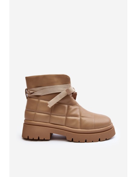 Moteriški kulkšnies batai su dygsniuotu raštu Khaki Bizzanti