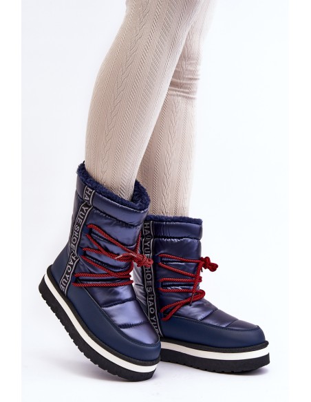 Women's Snow Boots with Laces Navy Lilara