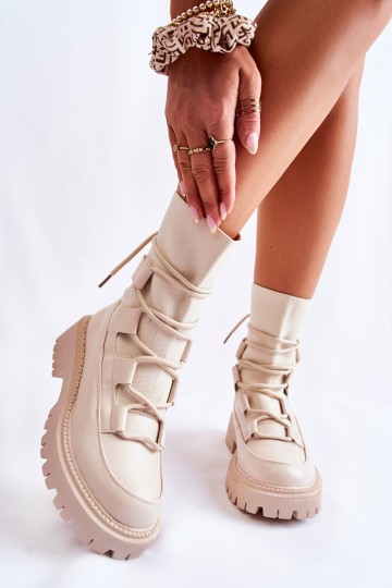 Women's Boots Workers With A Sock Beige Fallor 2