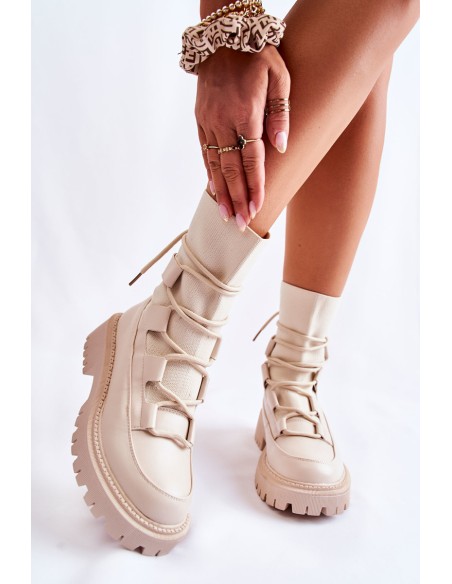 Women's Boots Workers With A Sock Beige Fallor
