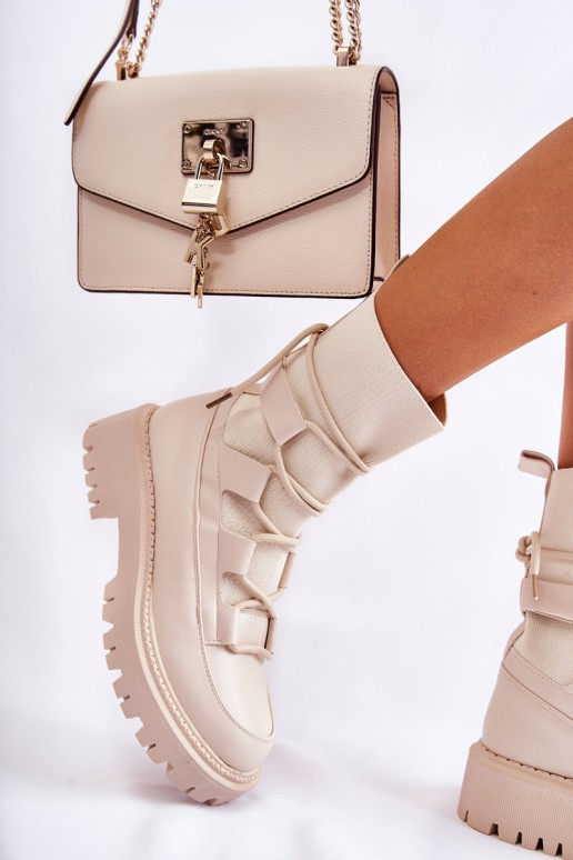 Women's Boots Workers With A Sock Beige Fallor