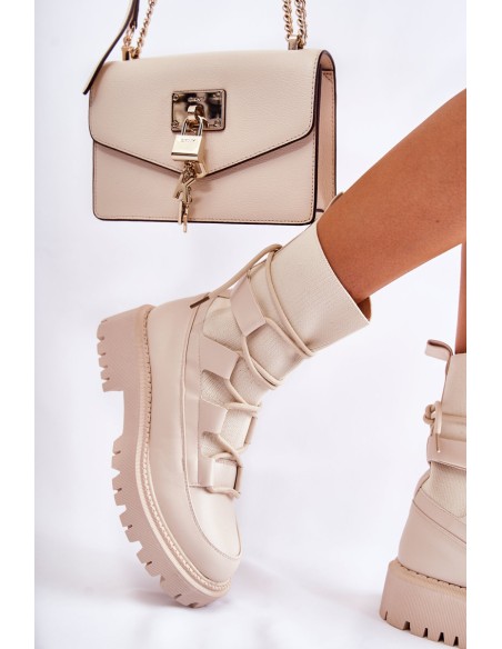 Women's Boots Workers With A Sock Beige Fallor
