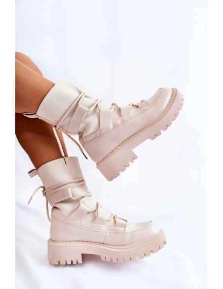 Women's Boots Workers With A Sock Beige Fallor
