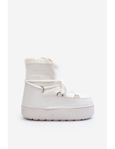 Women's White Snow Boots with Lacing Toolsa