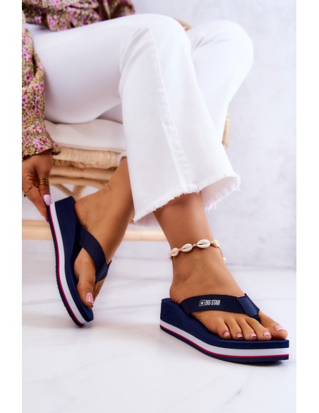 Women's flip-flops on the wedge Big Star JJ274A331 Navy blue