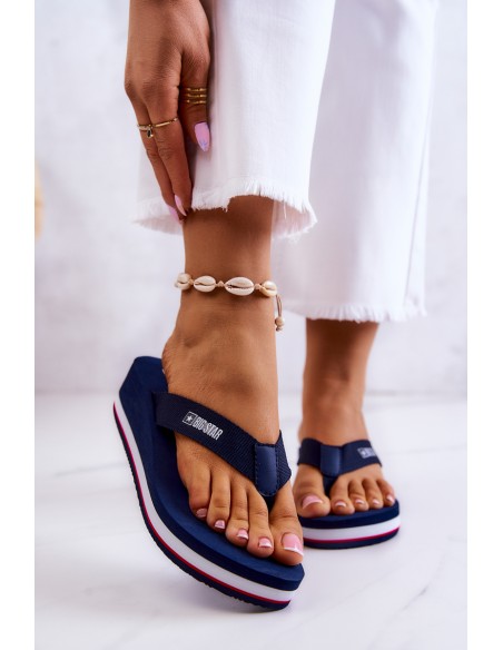 Women's flip-flops on the wedge Big Star JJ274A331 Navy blue