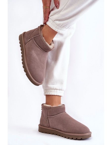 Women's Suede Low Snow Boots Grey Shelie