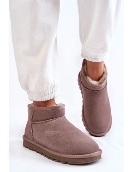 Women's Suede Low Snow Boots Grey Shelie