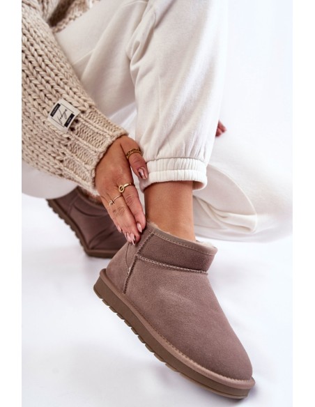 Women's Suede Low Snow Boots Grey Shelie