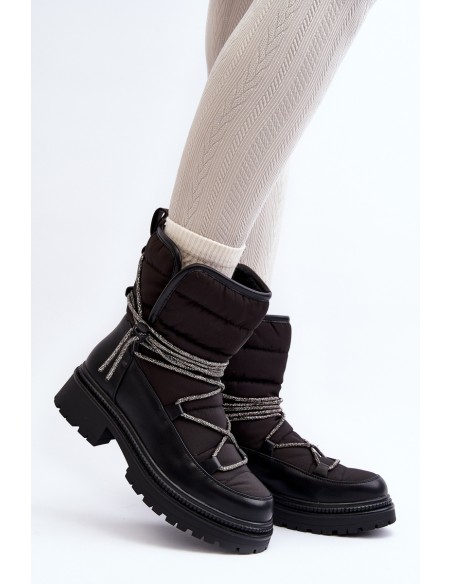 Moteriški sniego batai su dekoratyviniu suvarstymu