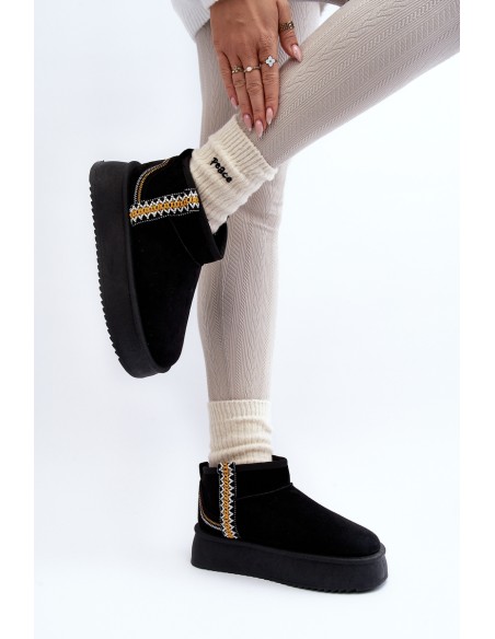 Platform Snow Boots with Pattern Black Udra