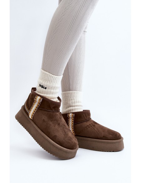 Platform Snow Boots with Dark Green Pattern Udra