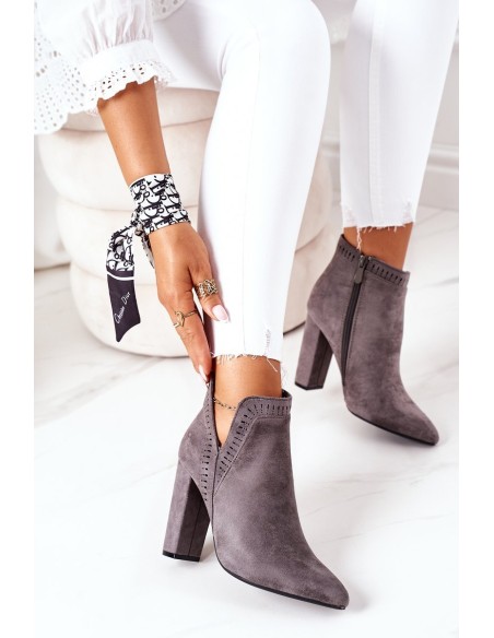 Insulated Boots On A Block Heel Grey Sally