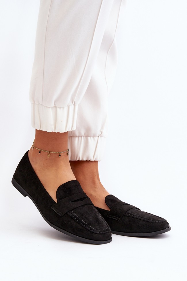 Women's Classic Black Moccasins Olevin