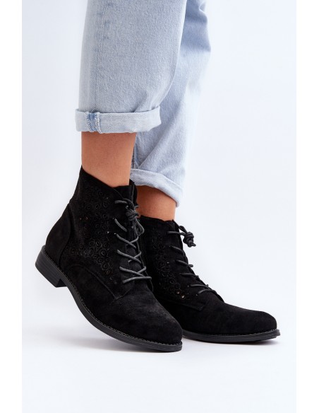 Women's Boots with Pattern Black S.Barski HY66-136