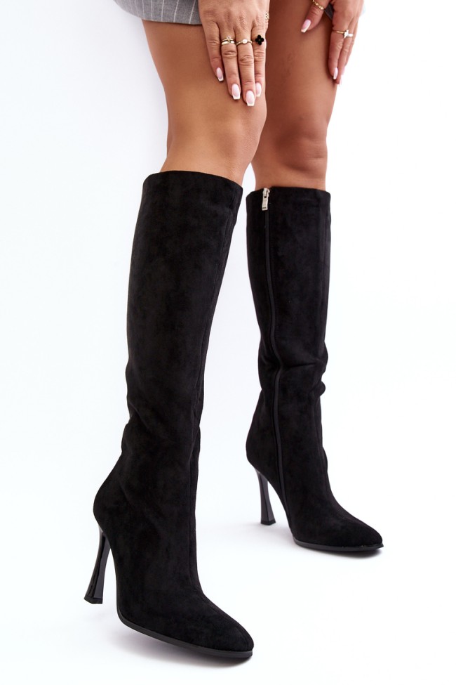 Women's Heeled Fur-Lined Boots Black Isot