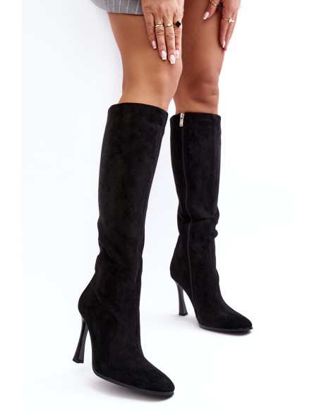 Women's Heeled Fur-Lined Boots Black Isot
