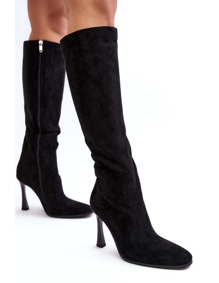 Women's Heeled Fur-Lined Boots Black Isot