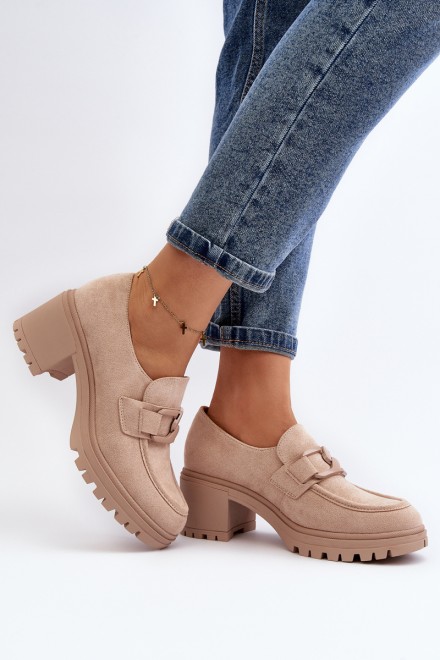 Suede High Heel Shoes in Beige Finley 2